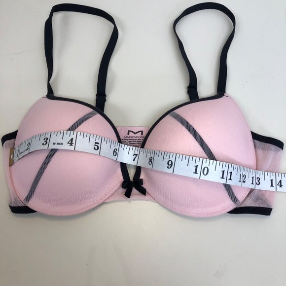 Maidenform Pink Mesh Bra Size 34B Padded Plunge Underwire October Breast Cancer - Picture 6 of 6